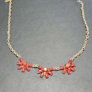 Charming Charlie gold tone and burgundy necklace